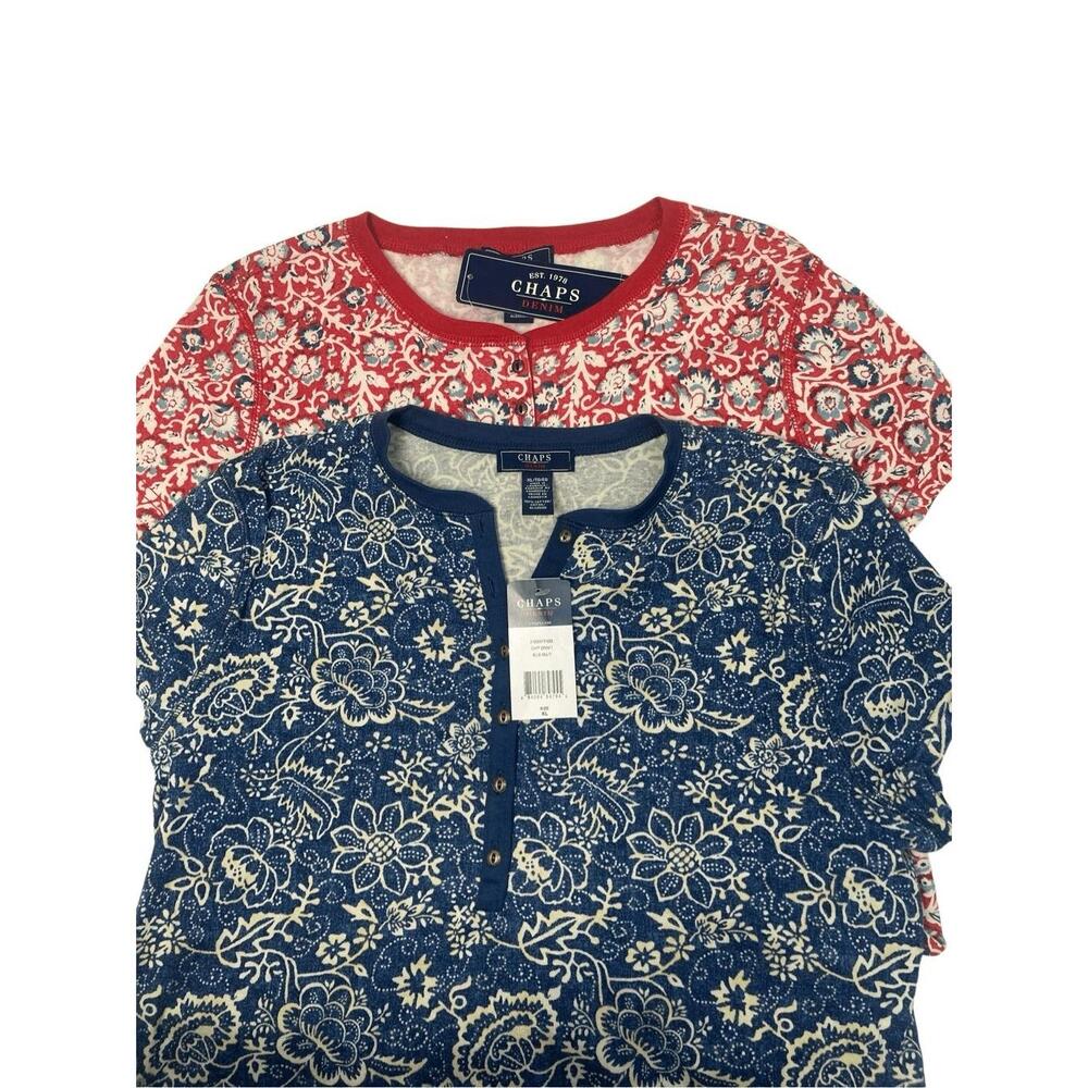 2 Chaps Casual Tops Red and‎ Blue XL